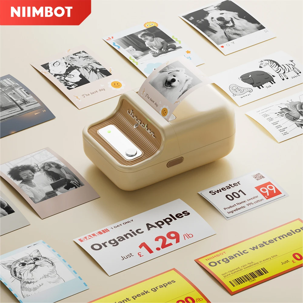 300 dpi High Definition Fotoetikettendrucker Niimbot B21 Pro Etikettendrucker Aufkleber Rot Schwarz Druck Business Barcode Preisschild Image