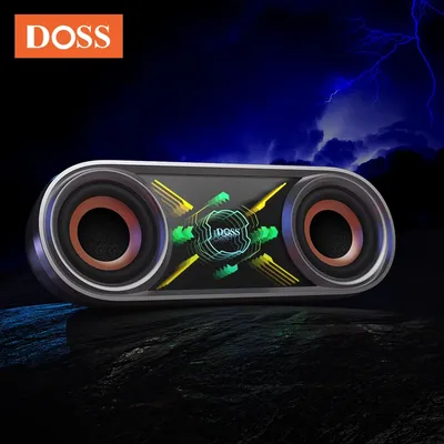 DOSS 50W Wireless Bluetooth Speaker Powerful Sound Box Outdoor IPX5 Waterproof Cool Mirror Lights