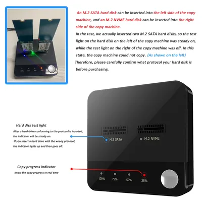 M.2 SATA/NVMe Dual-Bay Hard Disk Copier Data Transmission Docking Station Duplicator Hard Drive