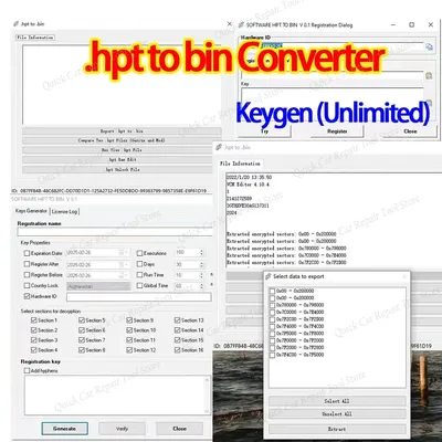 .hpt to bin Converter With Unlimited Keygen Compare Genuine and Modified Files Unlock Tuner Unlock