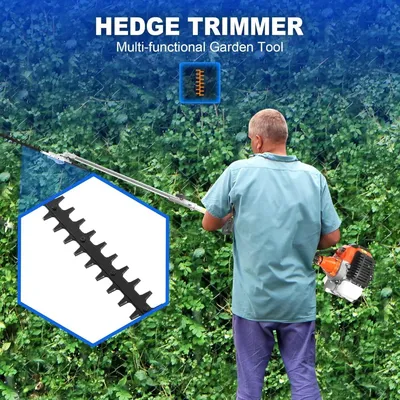 52cc 2-Stroke 5 in 1 Garden Hedge Trimmer Combo, Gas Powered Long Reach Pole Saw Grass String