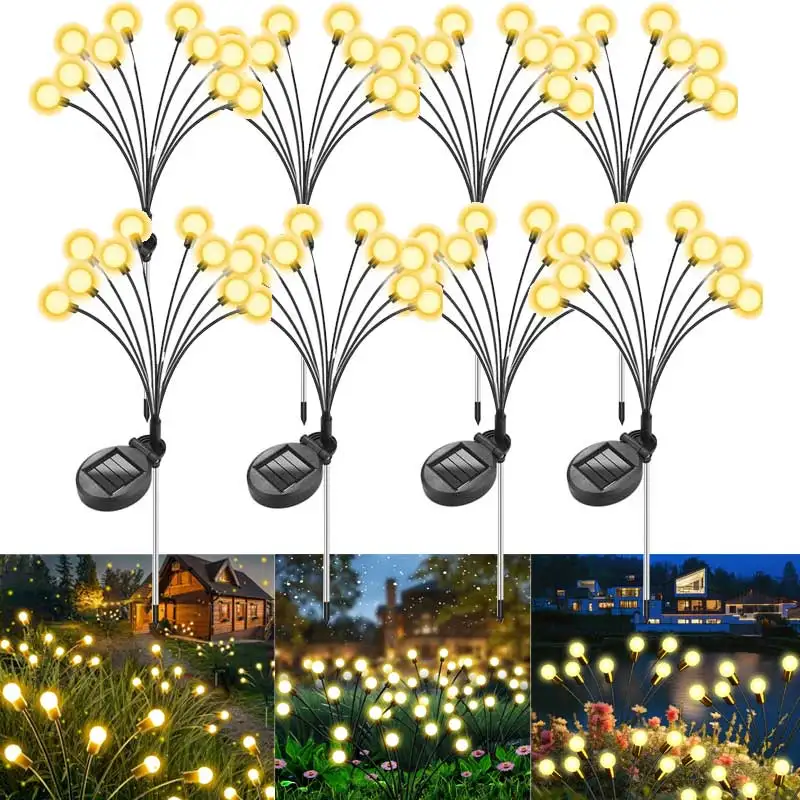 8 pièces lumières extérieures lampe de pelouse solaire lampe de jardin LED éolienne luciole prise de terre lampe pour jardin pelouse paysage lumière de vacances