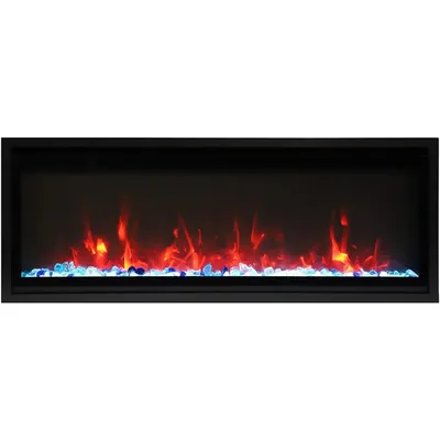45" Extra Slim Indoor Only Electric Fireplace with Black Steel Surround
