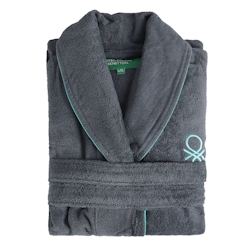 Benetton - Unisex-Bademantel L/XL, 360 g/m², 100 % Baumwolle, Farbe Dunkelgrau Image