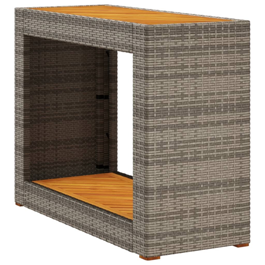 vidaXL Garten-Beistelltisch mit Holzplatte Grau Poly Rattan Image