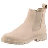 Chelseaboots TAMARIS, Damen, Gr. 42, beige (natur), Nubukleder, klassisch, Schuhe, Blockabsatz, Businessschuh, Schlupfboots, Stiefelette, Logoprägung