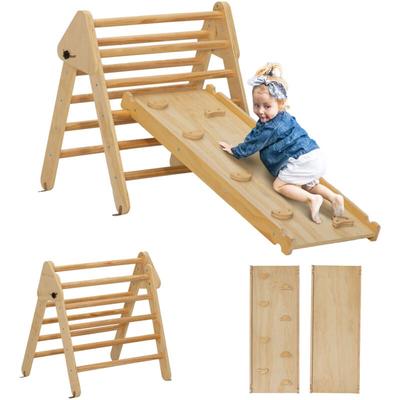 2 in 1 Klettergerüst Set mit Rutsche, Kletterdreieck zum Rutschen und Klettern, Kletterspielzeug Image