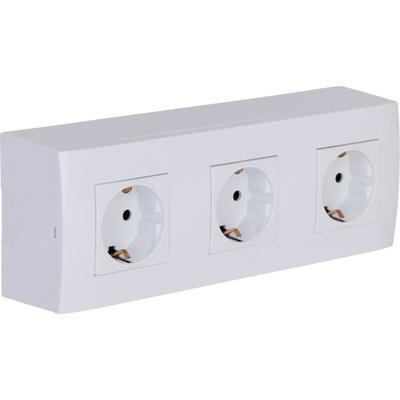 Zenitech - Dreifach-Schuko-Steckdose Aufputz + Abdeckrahmen Kalya - Weiß Image
