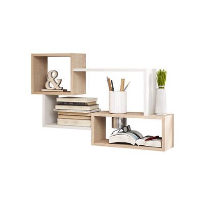 Kassi - Wandregal/Hängeregal / Bücherregal In Sonoma Eiche/Weiß Matt 54X87Cm - Selsey Image