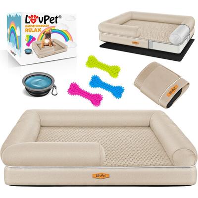 Orthopädisches Hundebett, Hundekissen, Hundekorb Relax, Inkl. Napf + 3X Kauknochen, Hundesofa für Image