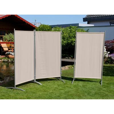 Leco - Sonnenschutz/ Windschutz Stellwand 3-teilig mit Stahlrohrgestell natur Image