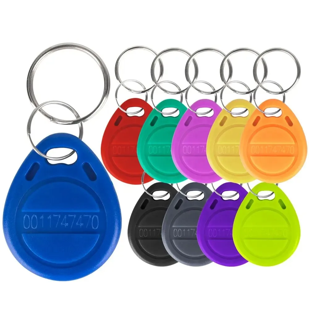 100 stücke RFID EM4100 Abzeichen Nur Lesen 125 KHz RFID Karte Proximity Keyfobs Schlüsselanhänger Zugangskontrolle Smart Card 10 farben TK4100 Keyfob Image