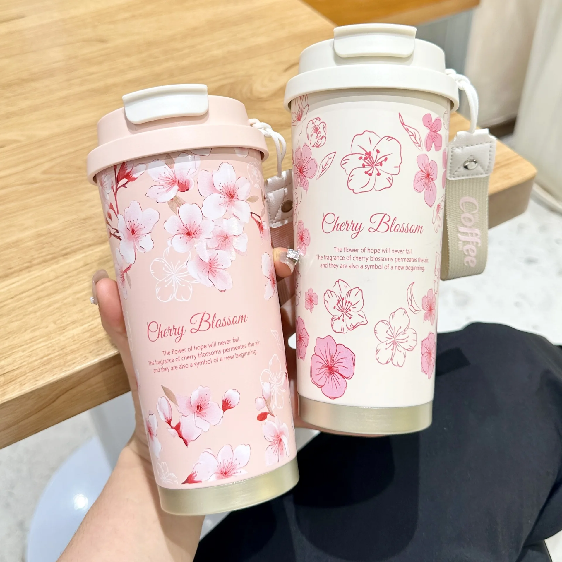 500 ml Thermo Cafe Kaffeetasse Auto Thermosbecher Auslaufsichere Reise-Thermobecher für Tee Kaffee Edelstahl Wasserflaschen für Mädchen Image