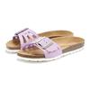 Pantolette ELBSAND "Sandale", Damen, Gr. 44, lila (flieder), Obermaterial: 100% Rindsleder. Decksohle: 100% Rindsleder. Laufsohle: 100% Synthetik, unifarben, casual, Schuhe, Mule, offener Schuh aus Leder mit weichem Komfortkorkfußbett