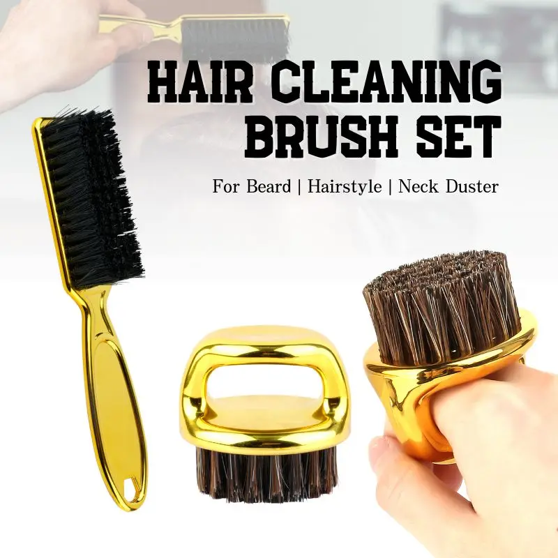 Gold Chrom Griff Wildschwein Borsten Reinigung Haar Detail Pinsel Vintage Weichen Borsten Hals Pinsel Haar Bruch Pinsel Friseur Salon Werkzeuge