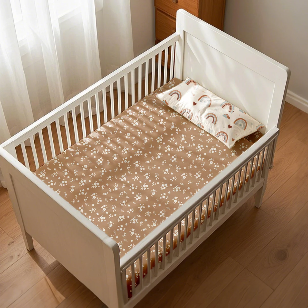 Kangobaby # Mein weiches Leben # Neues Design, 70 % Bambus, 30 % Baumwolle, Babybettlaken, Bettlaken für Neugeborene, Größe 130 x 70 x 20 cm Image