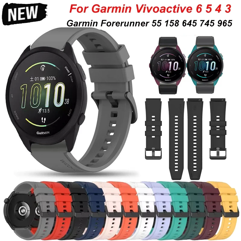 22mm 20mm Silikon Armband Für Garmin Vivoactive 6 5 4 3/Venu 2 3 SQ Band Für Garmin Forerunner 55 165 245 255 265 965 745 645 Image