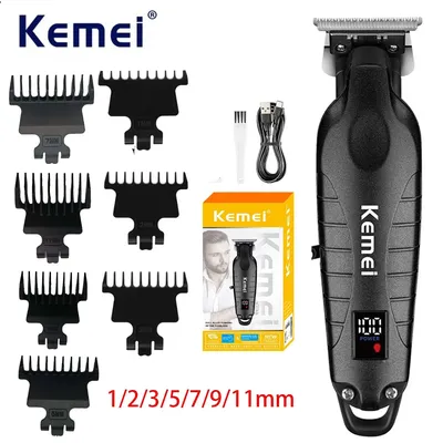 Kemei 2293 Professional Barber Trimmer Zero Gapped Cordless Rechargeable Men Hair Clippers Electric Finish Hair Cutting Machine