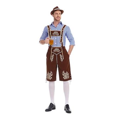 Oktoberfestbier Kostüm Outfits Lederhosen Hemd Bayerisch München Wiesn Herren Karneval Bier Festival Stoff im traditionellen Stil Image