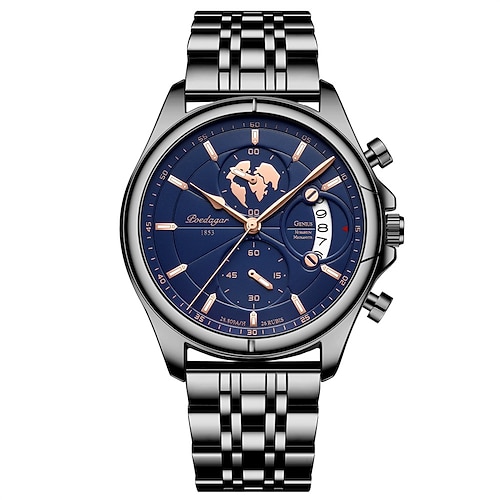 B89 Herren Quarz Uhr Klassischer Geschäfts Stil Herren Uhr – Lederarmband Quarzwerk Lumineszenz Ziffernblatt 3ATM Wasserdicht Image