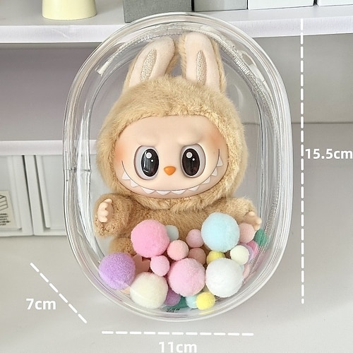Schutztasche ForLabubu für 17 CM Puppe CryingBaby Serie Transparente PVC-Hülle für 17 CM Puppe Displaybox ForLabubu Crying Again Plüsch Einfache Installation Schützen Sie Ihre Puppe