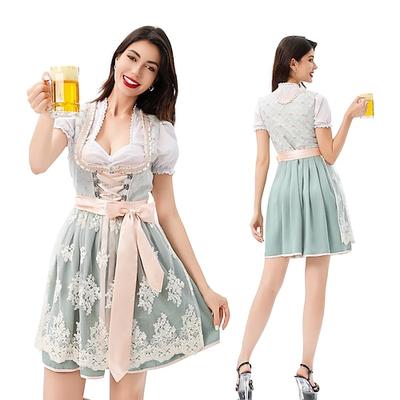 Oktoberfestbier Kostüm Kleid Bluse / Hemd Dirndl Dienstmädchen Bayerisch Deutsch München Wiesn Damen Karneval Bier Festival Stoff im traditionellen Stil Bluse Kleid Schürze Image