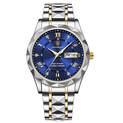Luxus Herren Quarz Uhr wasserdicht Edelstahl leuchtendes Zifferblatt Business Kalender Armbanduhr