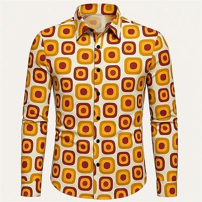 Retro Vintage 1970er Hemd Disco Geometrisch Herren Halloween Karneval Pride Parade Pride-Monat Festival Erwachsene Hemd Image