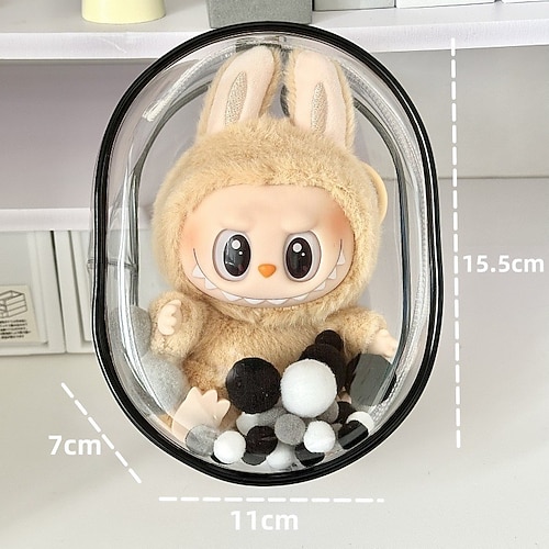 Schutztasche für Labubu für 17CM Puppe CryingBaby-Serie transparente PVC-Hülle für 17 CM Puppe Präsentationsbox für Labubu Crying Again Plüsch einfache Installation schütze deine Puppe Image