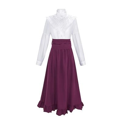 Viktorianisch Renaissance Lange Länge Rock Bluse / Hemd Cosplay Kostüm Stehkragen Normal Damen Erwachsene Bluse Rock Image