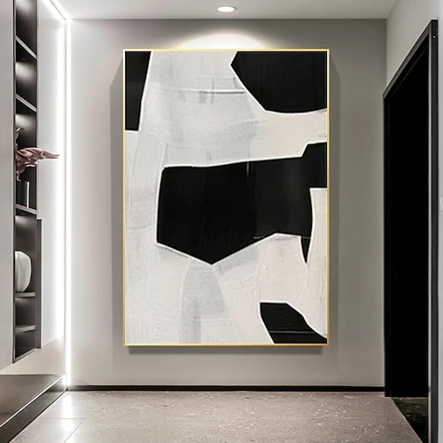 handgefertigte Wandkunst Gemälde handgemalt schwarz weiß Ölgemälde Wand moderne Gemälde Mode abstrakt schwarz weiß Leinwand Malerei Wohndekoration Dekor Leinwand Gemälde Image