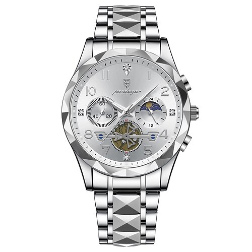 Luxuriöser Herren-Chronograph – wasserdichte Edelstahl-Quarzarmbanduhr mit leuchtendem Zifferblatt und Datumsanzeige Image