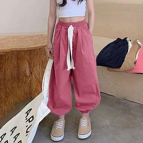 Kinder Mädchen Hose Einfarbig Mode Tasche Schule Ab 4 Jahren Sommer Wein Marineblau Image