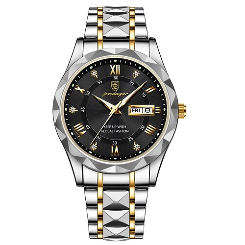 Luxus Herren Quarzuhr wasserdicht Edelstahl leuchtendes Zifferblatt Business Kalender Armbanduhr