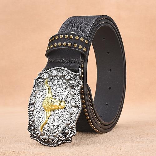 Herren Gürtel Taillengürtel Schwarz Braun Legierung Antik Langlebig Verstellbar Einfach Outdoor Täglich