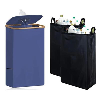 Pfandflaschen Sammelbehälter Recyclingbehälter für die Küche im Innenbereich, 100 l/26,5 Gallonen, faltbarer Mülleimer mit Bambusrahmen, herausnehmbaren Innenbeuteln, Oxford-Gewebe Image