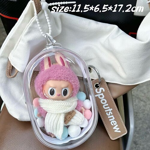 Schutztasche ForLabubu für 17 CM Puppe CryingBaby Serie Transparente PVC-Hülle für 17 CM Puppe Displaybox ForLabubu Crying Again Plüsch Einfache Installation Schützen Sie Ihre Puppe