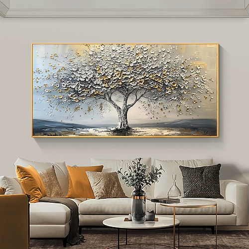 handgemachtes Original Ölgemälde Lebensbaum auf Leinwand abstrakte Baumlandschaft Wandkunst für Wohndekoration mit gespanntem Rahmen ohne Innenrahmen Gemälde Image