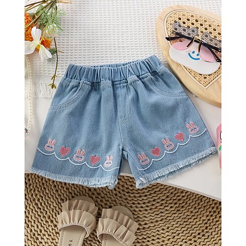 Kinder Mädchen Kurze Hose Blumen Streetwear Patchwork Schule 4-12 Jahre Sommer Marineblau Königsblau Blau Image