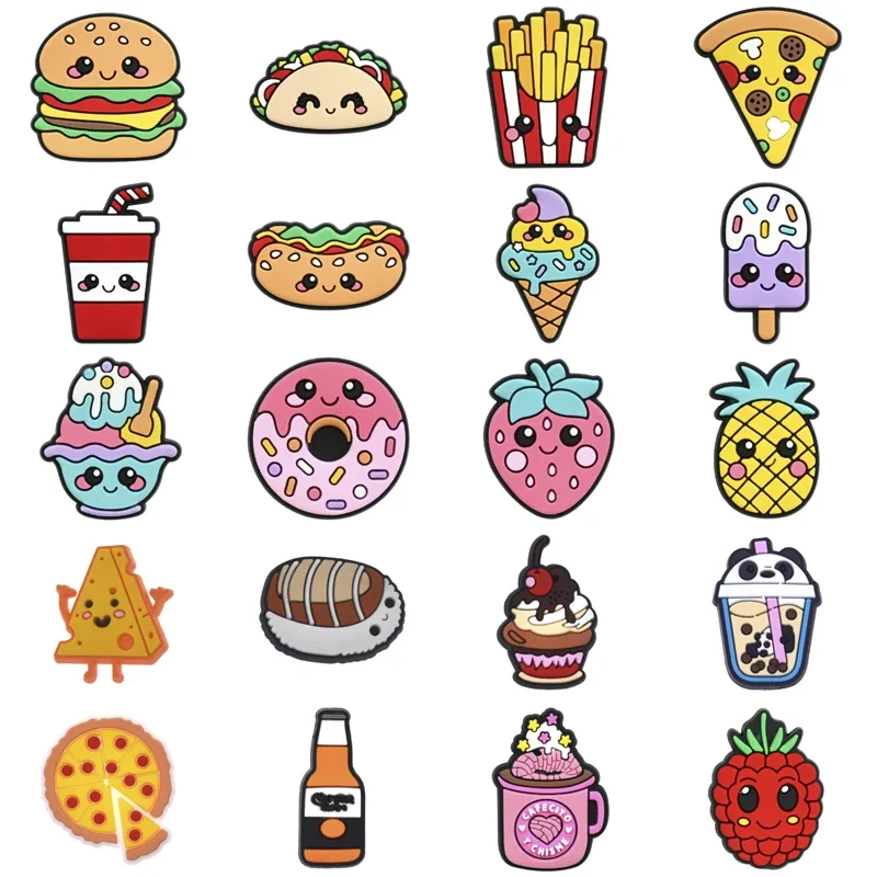 Breloques de chaussures pour Crocs, accessoires de chaussures de Hamburger, breloques pour décorations croco, épingles, accessoire pour hommes, jean, sabots pour femmes, Badges à Clips