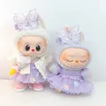 Labubu – robe de poupée violette, jupe féerique papillon, Cardigan de 17cm, robe de poupée en peluche de remplacement, poupée idole Labubu I II, fête assise