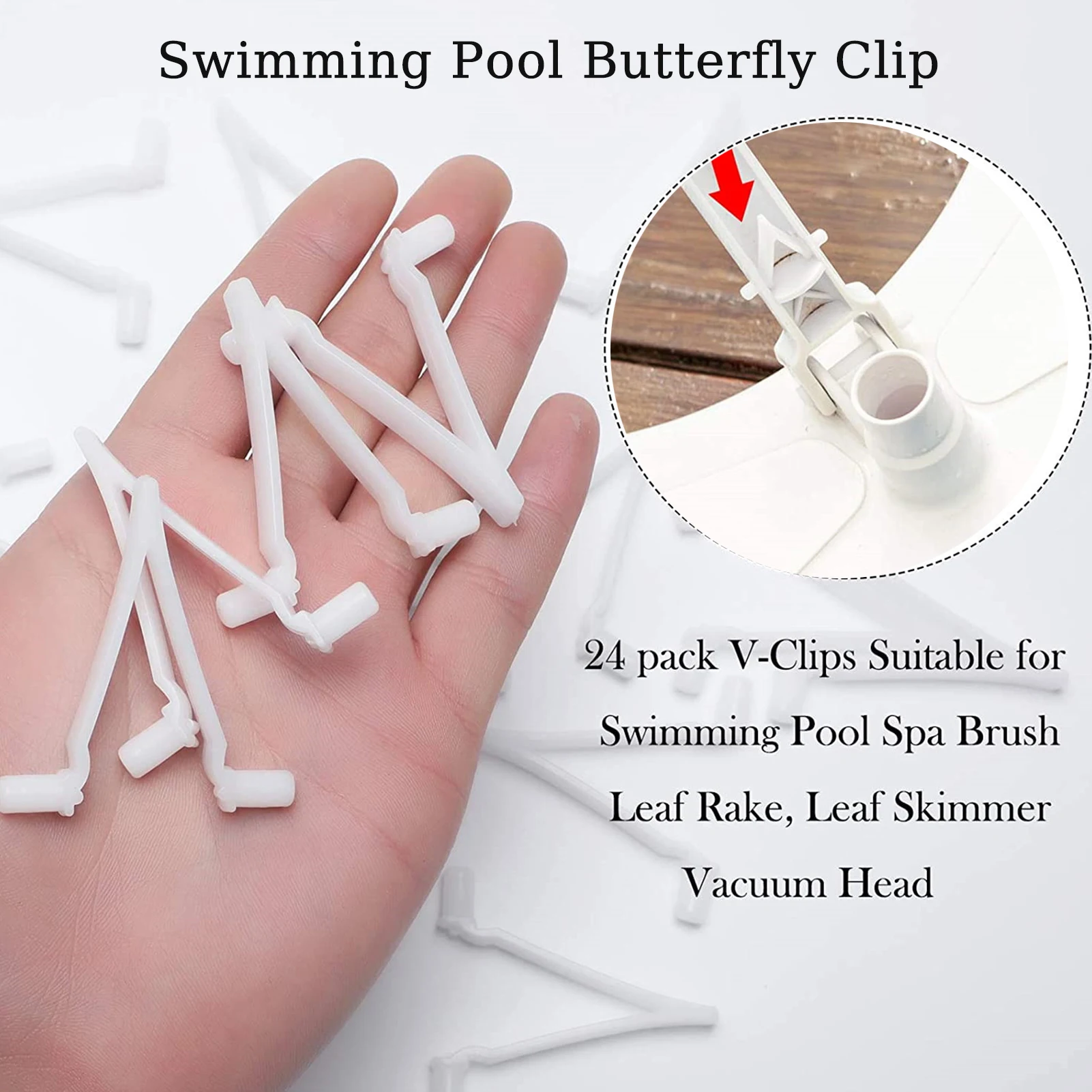 Clip de fixation de poteau télescopique papillon, fournitures de piscine, Clip en V, utilisé pour la poignée sous vide de piscine, poteau de brosse en filet 6/12/24 pièces