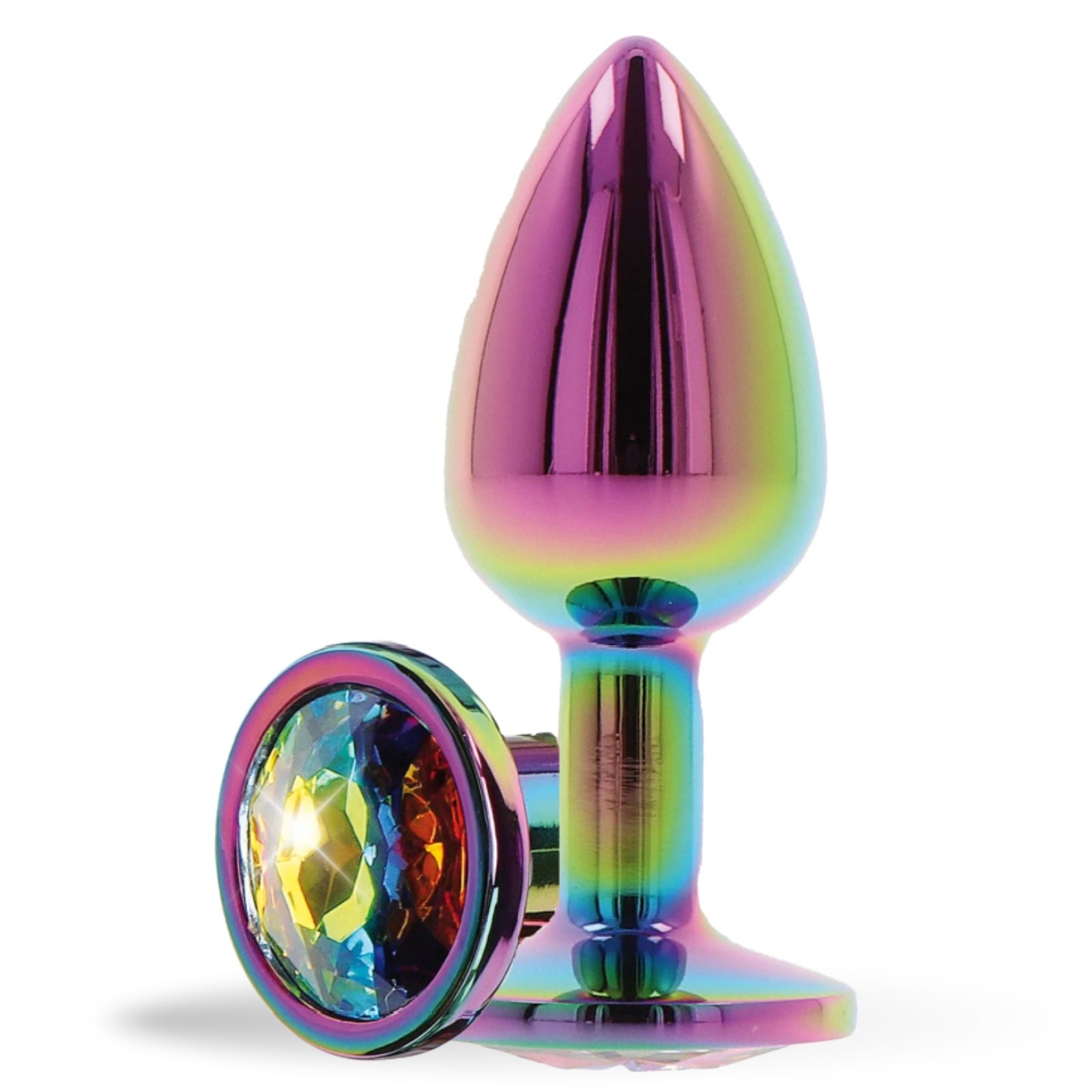 Lovelyness - Plug anale rotondo multicolore con pietra metallica decor