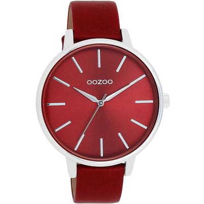 Quarzuhr OOZOO, rot (dunkelrot), Armbanduhren, Damen, Armbanduhr, Damenuhr, Herrenuhr, Lederarmband Image