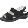 Sandale WALDLÄUFER "MERLE", Damen, Gr. 6, silber (schwarz, silberfarben), Nubukleder, Basic, Schuhe, Sommerschuh, Komforschuh, Bequemschuh mit Klettverschlüsse, M-Weite