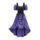 ROSE GAL Rosegal Women Plus Size Steampunk Renaissance Costume Dress Cold Shoulder Ruffles Lace-up High Low Dress, Purple_1, L Plus