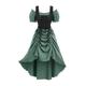 ROSE GAL Rosegal Women Plus Size Steampunk Renaissance Costume Dress Cold Shoulder Ruffles Lace-up High Low Dress, Green_1, 2X