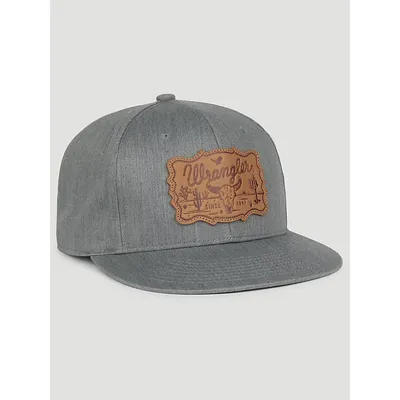 Wrangler Mens Steerhead Leather Patch Baseball Cap Grey Size One Size