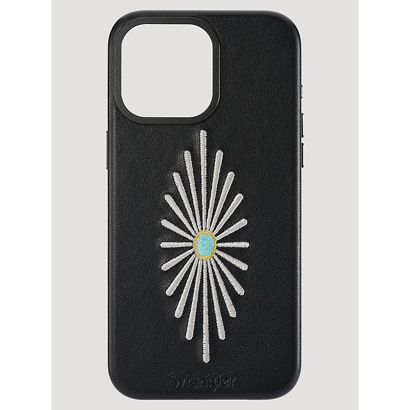 Wrangler Smartphone Leather Embroidery Case Black Size 15 Pro Max