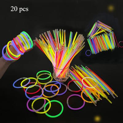 TEMU 20pcs Colorful Glow Sticks - Disposable Light-up Party Favors For Concerts, Events, And Nighttime Fun, Vibrant Resin Glow Bracelets For Festive Activities, Party Decorations Supplies Image
